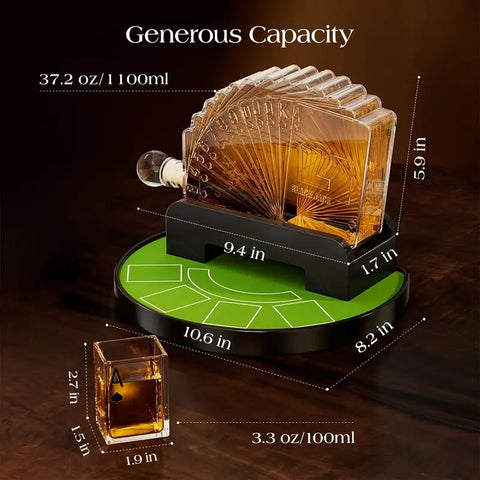 Poker Night Whiskey Decanter Set
