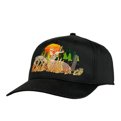 Doe & Buck Whitetail Deer Embroidered Hat Outdoorsman Cap