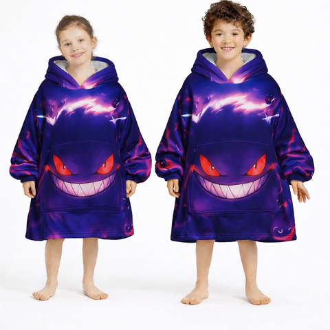 Gengar Wearable Blanket Hoodie for Kids & Adults