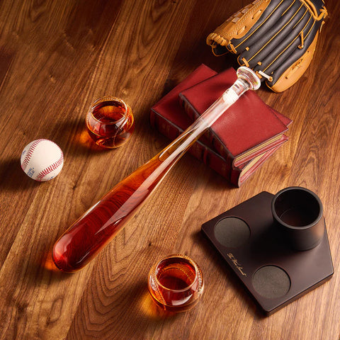 Baseball Themed Whiskey Decanter Set - 20Oz Bat Shaped Decanter with 2 11OZ Glasses