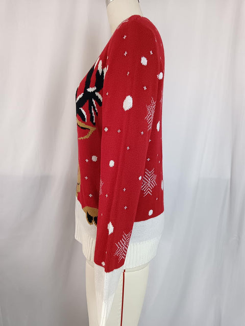 Women's  Reindeer Jacquard Christmas Casual Ugly Sweater | NCS
