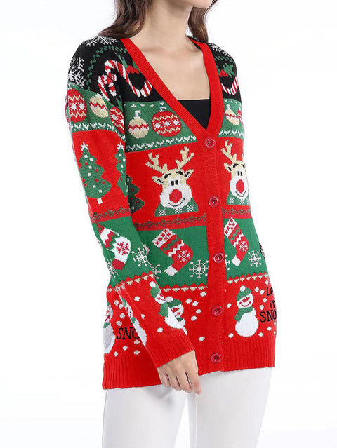 Christmas Long Sleeve Casual Cardigan Sweater | NCS