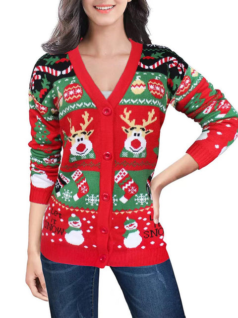 Christmas Long Sleeve Casual Cardigan Sweater | NCS