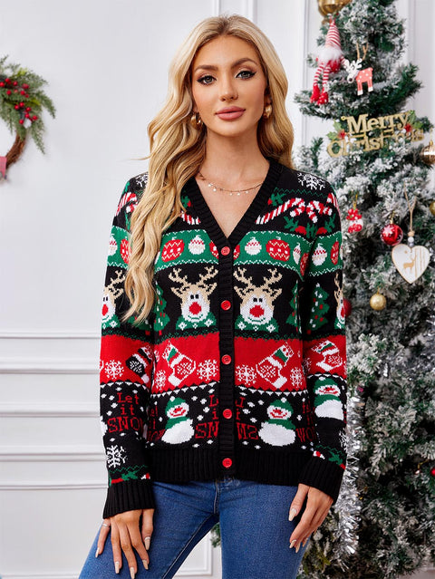 Christmas Long Sleeve Casual Cardigan Sweater | NCS