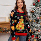 Colorblock Christmas Tree Pattern Oversized Sweater with Lights | NCS