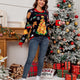 Colorblock Christmas Tree Pattern Oversized Sweater with Lights | NCS
