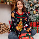 Colorblock Christmas Tree Pattern Oversized Sweater with Lights | NCS