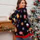 Colorblock Christmas Tree Pattern Oversized Sweater with Lights | NCS