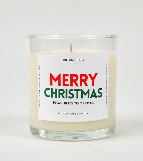 Merry Christmas, Please Reply to My Email | Funny Holiday Candle