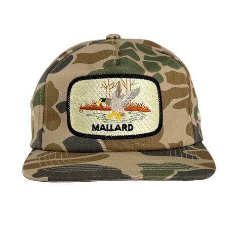Mallard Embroidered On A Camo SnapBack Hat Cap