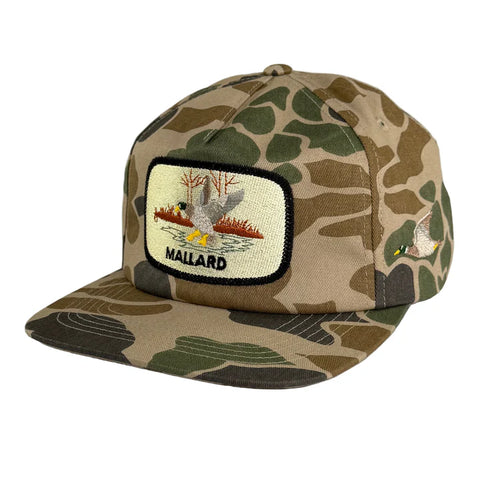 Mallard Embroidered On A Camo SnapBack Hat Cap