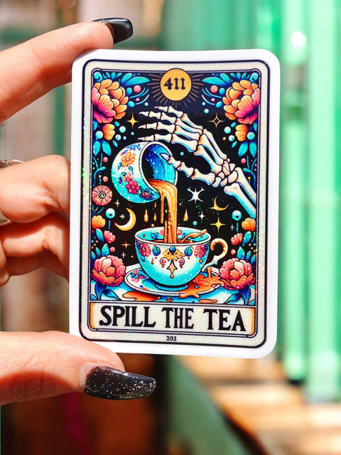 Spill The Tea Tarot Card Sticker