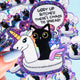 Funny Vinyl Sticker – Giddy Up Bitches – Holographic Cat and Unicorn Waterproof Decal