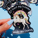 Funny Vinyl Sticker – At Least My Trauma Made Me Funny – Unicorn Skeleton Holographic Decal