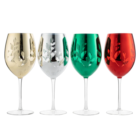 Multicolor 4-Piece Tree Stemless Wine & Water Glasses