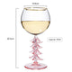 Crystal Christmas Holiday Tree Stemmed Wine Glass - Pink & Green - 12oz