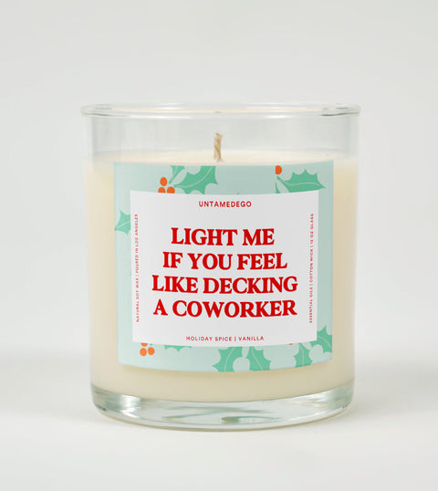 Light This If You Feel Like Decking Coworker Christmas Glass Candle