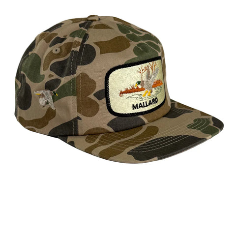 Mallard Embroidered On A Camo SnapBack Hat Cap