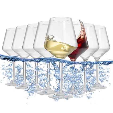 Set of 8 Floating Wine Glasses for Pool and Beach