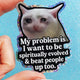 Spiritually Evolved Cat Sticker – Funny Holographic Vinyl Sticker