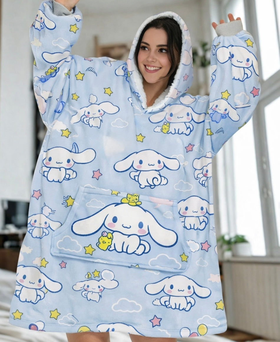 Cinnamoroll hello kitty Wearable Blanket Hoodie for Kids & Adults