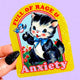 Full of Rage & Anxiety – Retro Cat Glitter Vinyl Sticker