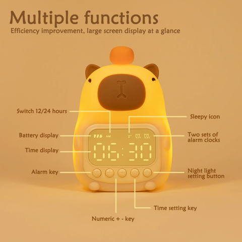 Capybara Night Light Alarm Clock