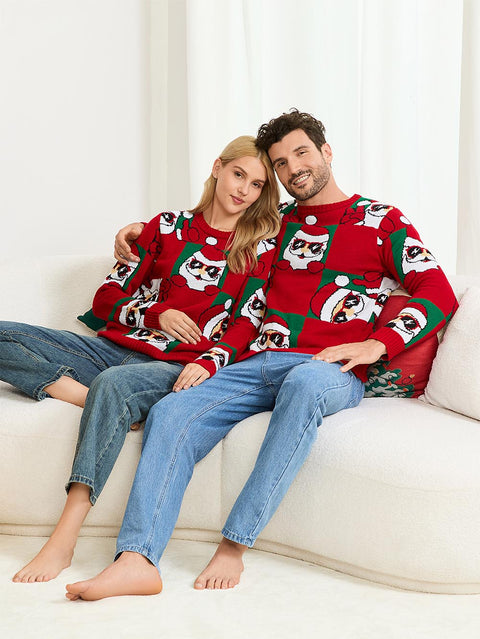 Funny Sunglasses Santa Claus Knit Sweater | NCS