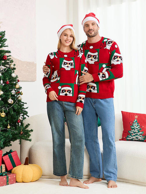 Funny Sunglasses Santa Claus Knit Sweater | NCS