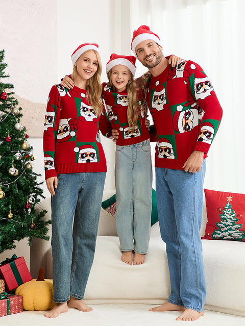 Funny Sunglasses Santa Claus Knit Sweater | NCS