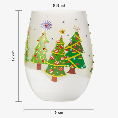 Christmas Tree Holiday Themed Wine & Water Glasses - Set of 2