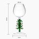 Crystal Christmas Holiday Tree Stemmed Wine Glass - Green - 10 oz Goblet