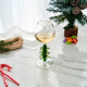 Crystal Christmas Holiday Tree Stemmed Wine Glass - Green - 10 oz Goblet