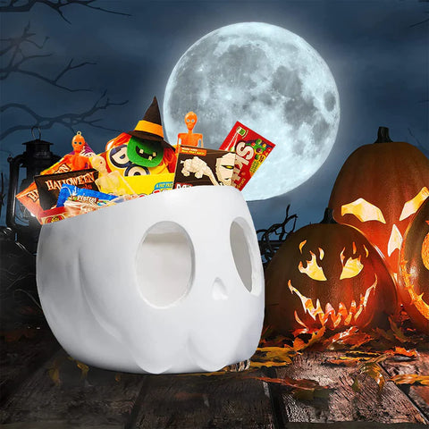 Ghost Geometrical Black Halloween Candy Bowl (White)