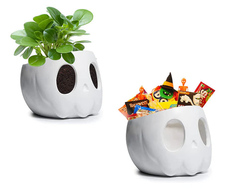 Ghost Geometrical Black Halloween Candy Bowl (White)