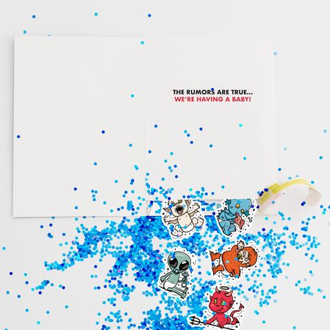 Gender Reveal Boy Glitter and Sticker Surprise