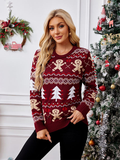 Gingerbread Pattern Warm Ugly Christmas Sweater with Lights | NCS