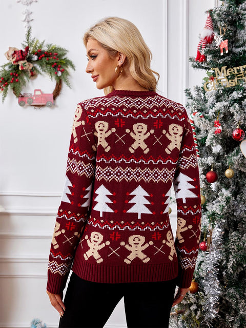 Gingerbread Pattern Warm Ugly Christmas Sweater with Lights | NCS