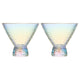Iridescent Lustered Stemless Martini Glasses Set of 2