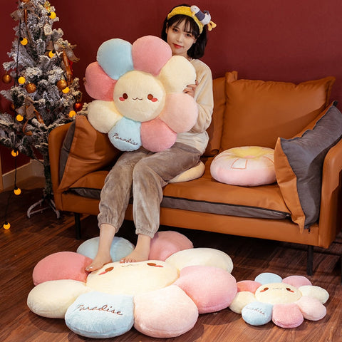 Rainbow Flower Plushie Pillow