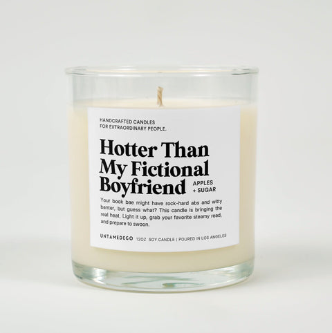 Hotter Than My Fictional Boyfriend Glass Candle