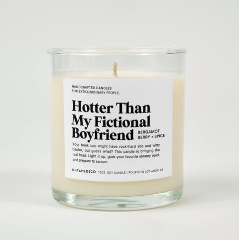 Hotter Than My Fictional Boyfriend Glass Candle