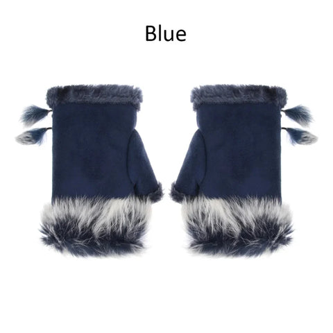 Fingerless Faux Rabbit Fur Gloves