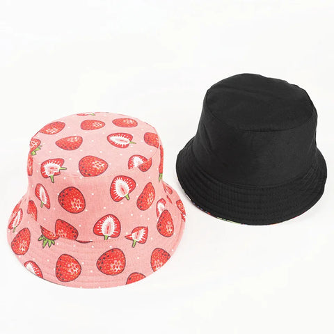 Strawberry Print Bucket Hat