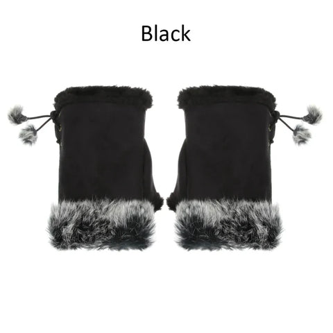 Fingerless Faux Rabbit Fur Gloves