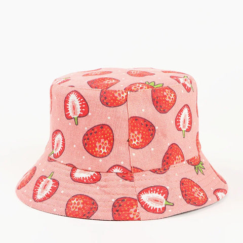 Strawberry Print Bucket Hat