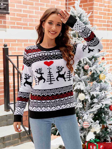 Heart Reindeer Silhouette Christmas Sweater | NCS
