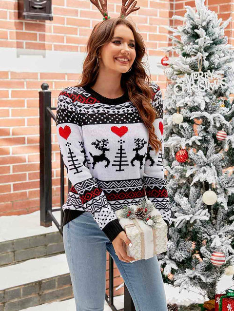 Heart Reindeer Silhouette Christmas Sweater | NCS