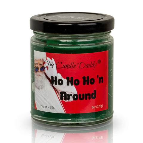 Ho Ho Ho'n Around Holiday Candle - Funny Apple Maple Bourbon Scented Candle - Funny Holiday Candle for Christmas, New Years - Long Burn Time, Holiday Fragrance, Hand Poured in USA - 6oz