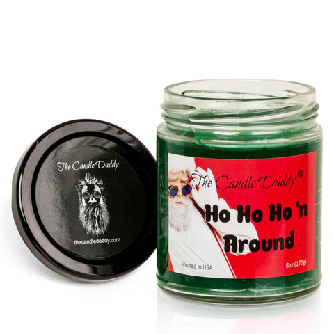 Ho Ho Ho'n Around Holiday Candle - Funny Apple Maple Bourbon Scented Candle - Funny Holiday Candle for Christmas, New Years - Long Burn Time, Holiday Fragrance, Hand Poured in USA - 6oz